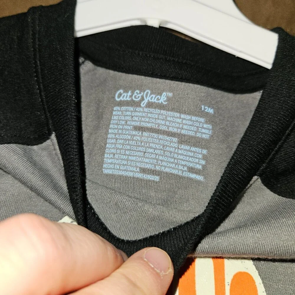 NEW Boo Bats Halloween Outfit Shirt Pants Baby 12 Months Black Gray Cat & Jack